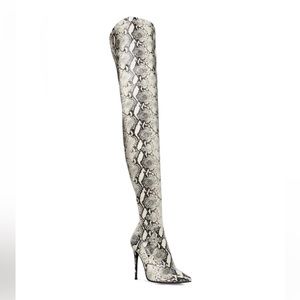 Steve madden thigh-high snakeskin heeled boots